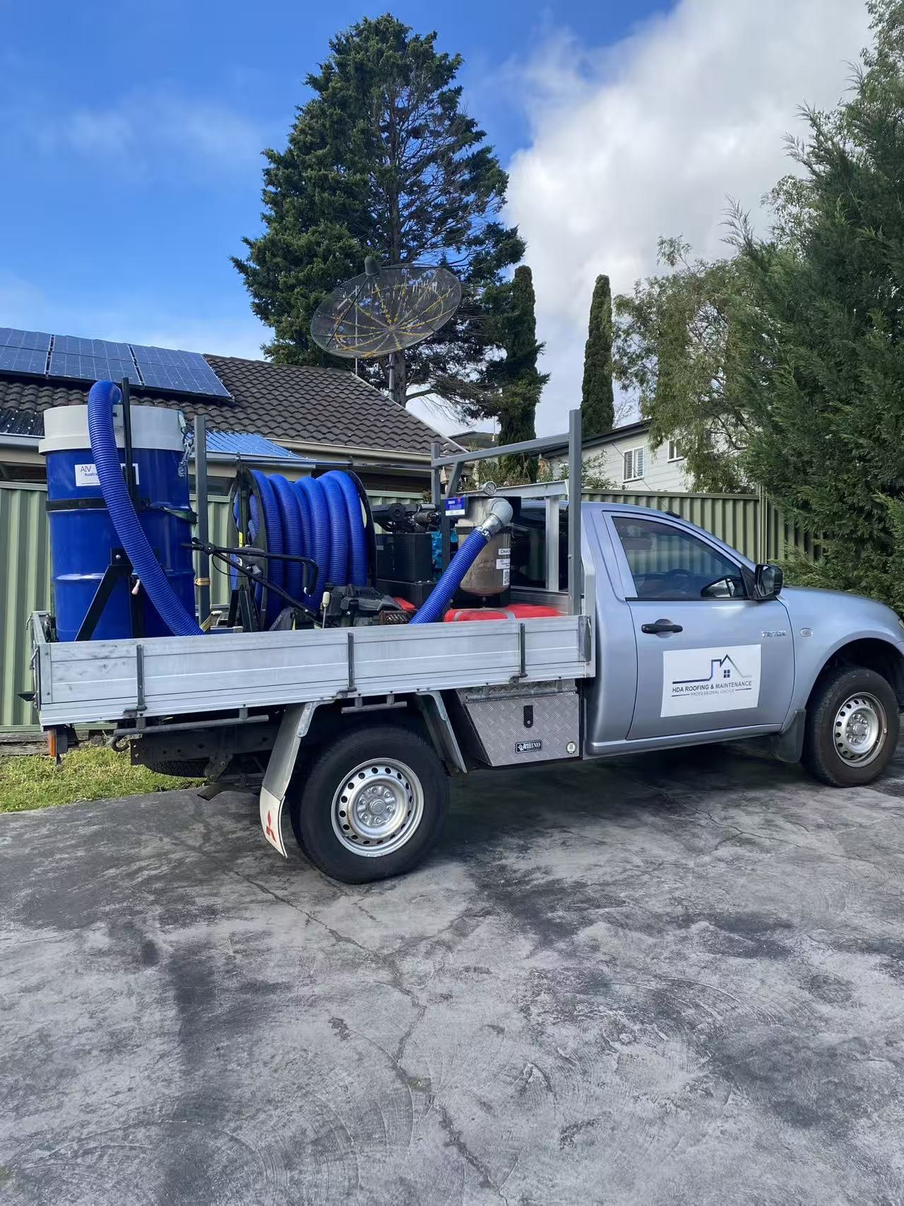 Gutter cleaning equipment truck